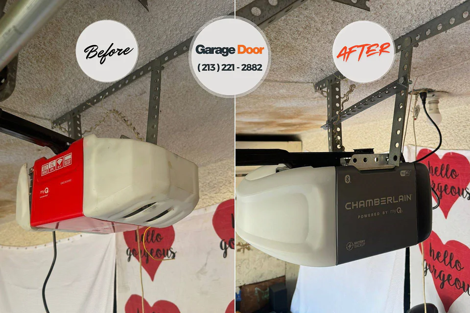 Before and after: garage door repair Merriam Woods, MO